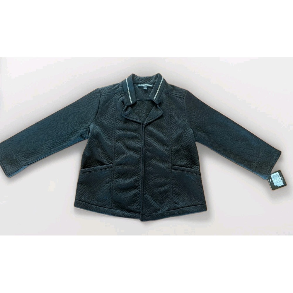 NWT Onque Casuals Black Snake Embossed Sequin Collar Jacket Top Medium 5067107-1